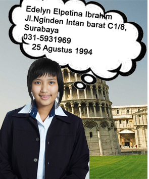 Edelyn Elpetina Ibrahim<br>aJl.Nginden Intan barat C1/8, Surabaya<br>031-5931969<br>25 Agustus 1994<br>